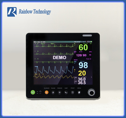 صفحه نمایش لمسی 12.1 اینچی چند پارامتر قابل حمل بیمار با IBP CO2 اختیاری