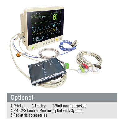 Durable Plastic Multiparameter Electric Patient Monitor Medical Clinic Equipment for Examination Therapy