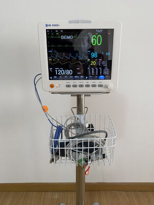 مانیتور بیمار ICU چند پارامتری قابل حمل با صفحه نمایش LCD رنگی 12.1 اینچی چرخ دستی/براکت دیواری قابل نصب و سبک وزن 3.9 کیلوگرم